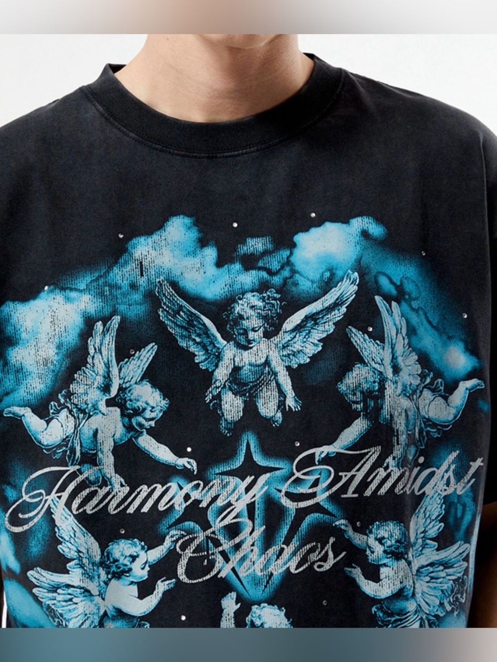 PacSun Harmony Amidst Chaos Cherub Graphic Oversized Tee - Size Large - Picture 2 of 12